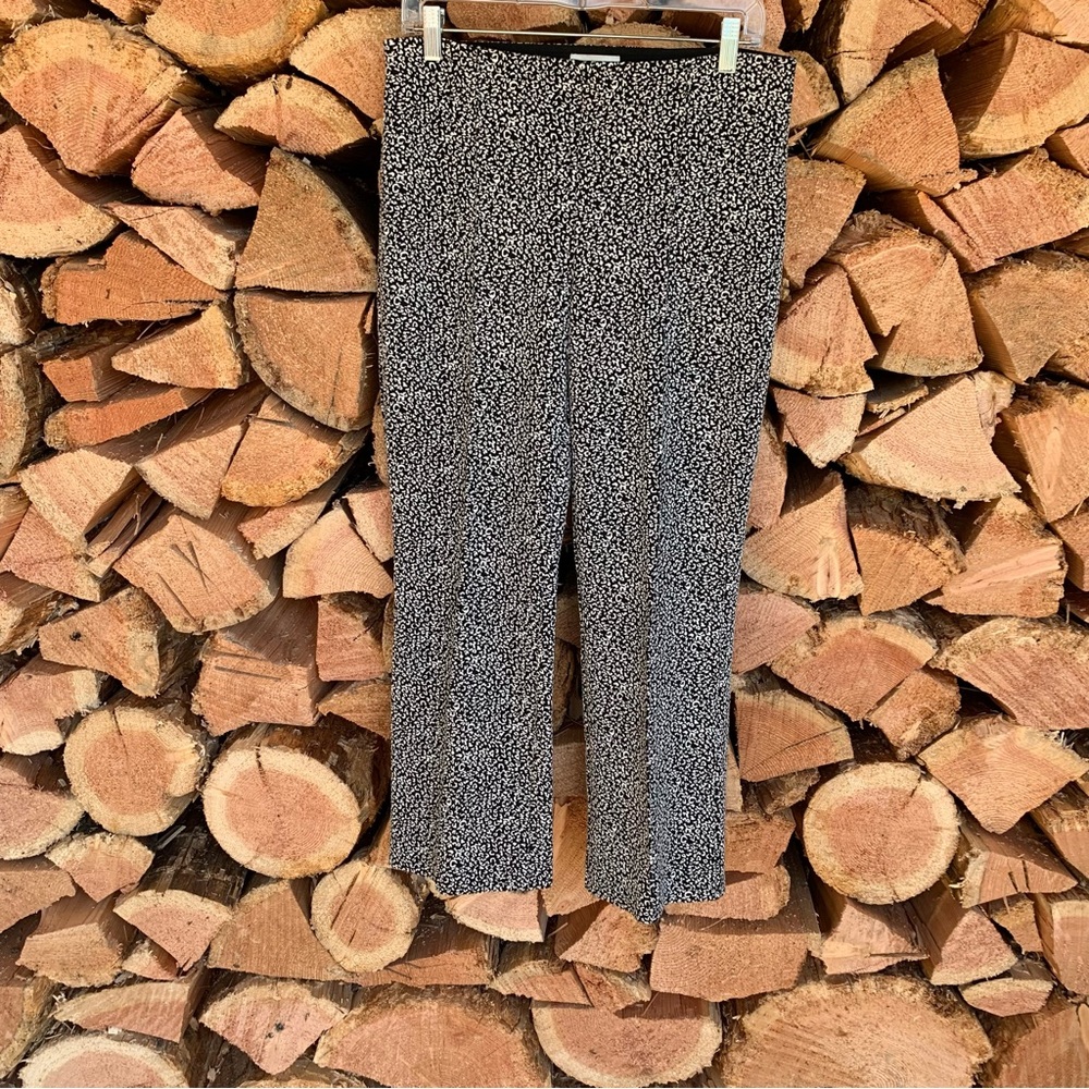 Essential Cropped Flare Black White Patterned Pants Women Medium Anthropologie